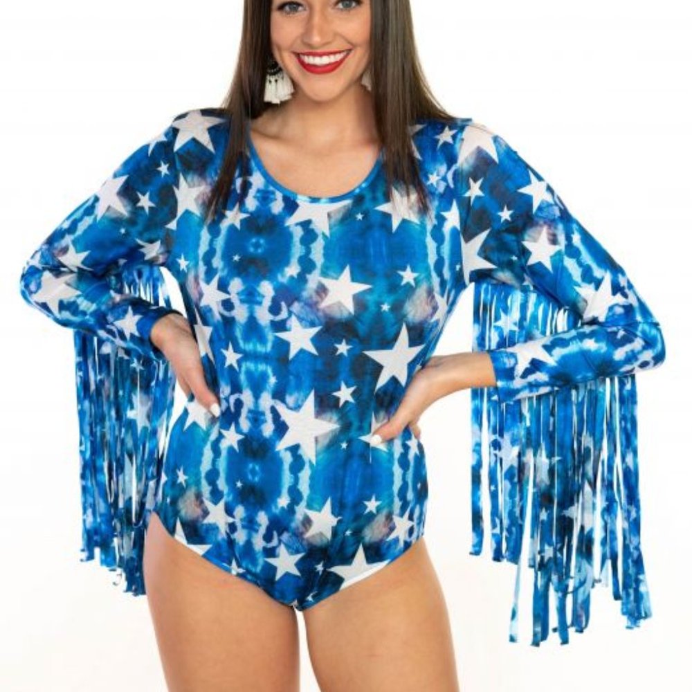 THE SHERRY DARLING BLUE STAR FRINGED BODY SUIT
